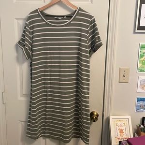 Candace Cameron Bure Olive Striped T-Shirt Dress